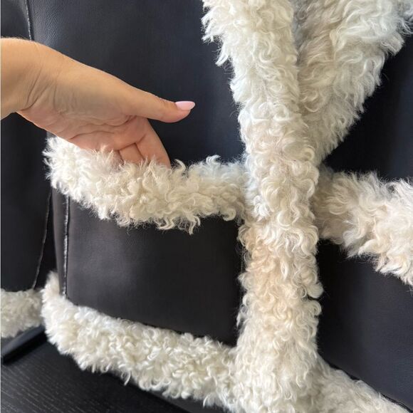 NWOT Free People Kiki Sherpa Vegan Leather Bomber Jacket - Picture 12 of 12